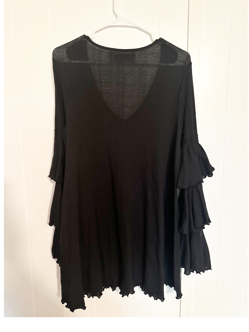Free people beach seashore ruffled bell sleeve mini dress black - Picture 2 of 3